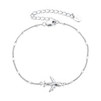 925 Sterling Silver White Gold Plated 16+5cm Bracelet with CZ Pendant for Women