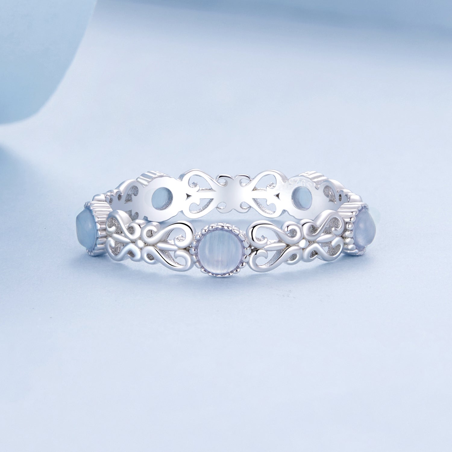 S925 Sterling Silver 4mm Plated Platinum Ring for Women Size 6.0