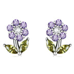 925 Sterling Silver Earrings with Pavé Setting CZ in White Gold