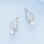 925 Sterling Silver Earrings with CZ Pavé Setting, 1.4*0.62cm for Women