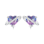 925 Sterling Silver Earrings with CZ and Transparent Glass in White Gold Plating for Women