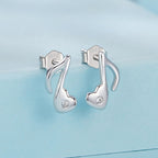 925 Sterling Silver Earrings with Pavé Setting CZ in White Gold Finish, 1x0.7cm for Women