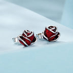 925 Sterling Silver Enamel Plated White Gold Earrings 0.7*1cm for Women