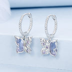 925 Sterling Silver Earrings with Pavé Setting CZ and Transparent Glass for Women