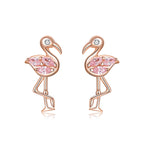 925 Sterling Silver 1.5x0.7cm Plated Rose Gold CZ Earrings for Women