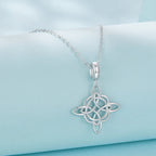 925 Sterling Silver Necklace with White Gold Plating and CZ - 40+5cm for Women