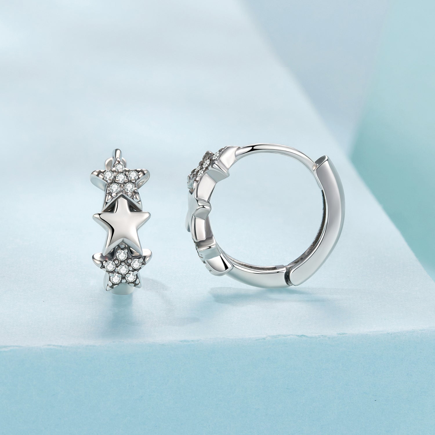 925 Sterling Silver Earrings with Pavé Setting CZ in Oxidized Silver