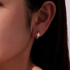 925 Sterling Silver Earrings with Pavé Setting CZ and High-Quality Nacre for Women