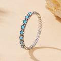 925 Sterling Silver Synthetic Turquoise Ring Size 6.0