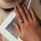 925 Sterling Silver Ring Size 6.0 with 11mm CZ & Transparent Glass for Women