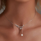 925 Sterling Silver Necklace with Quality Shell Pearl & Platinum Plating, 380mm Length for Women