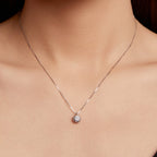 925 Sterling Silver Moissanite & CZ Pavé Necklace - 40+5cm for Women