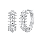 925 Sterling Silver White Gold Plated 1.6cm Pavé CZ Hoop Earrings for Women