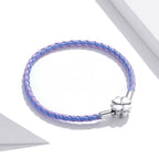 925 Sterling Silver Oxidized Silver Leather 17cm Bracelet