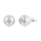 925 Sterling Silver Earrings with CZ and Synthetic Pearl for Women