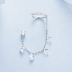 925 Sterling Silver Earrings with Pave Setting CZ - White Gold Plated for Women