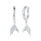 925 Sterling Silver Earrings with Nano Opal Stone and CZ in White Gold Finish