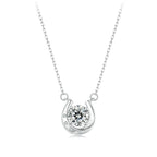 925 Sterling Silver Moissanite Necklace with Pavé Setting, 1 Carat, 400mm Length for Women