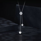 925 Sterling Silver 5mm Moissanite Necklace with Pavé Setting in White Gold, 450mm Length for Women