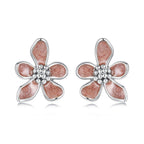 925 Sterling Silver White Gold Plated Enamel Earrings 0.9*1.0cm for Women