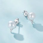 925 Sterling Silver Pavé Setting CZ & Natural Fresh Water Earrings for Women - 10*7mm