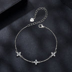 925 Sterling Silver & Plated White Gold Moissanite Bracelet 15+6cm for Women