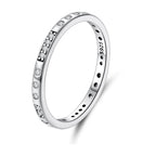 925 Sterling Silver Oxidized 0.18cm Wide Pavé Setting CZ Ring for Women - Size 6.0