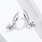 S925 Oxidized Silver Pavé Setting CZ Earrings for Women