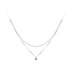 925 Sterling Silver Necklace with 8x6mm Pavé Setting CZ Pendant for Women