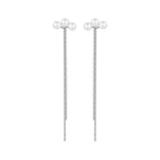 925 Sterling Silver White Gold Plated Shell Pearl Earrings