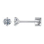 925 Sterling Silver Moissanite Stud Earrings for Women - 0.5ct, 0.6cm Size, White Gold Plated