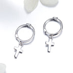 925 Sterling Silver Earrings Plated Platinum 1.9*0.5cm for Women