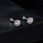 925 Sterling Silver 5mm Moissanite Earrings with White Gold Plating for Women
