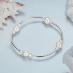 925 Sterling Silver Shell Pearl Stretchable Bracelet for Women