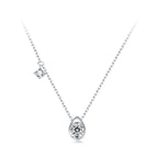 925 Sterling Silver + Moissanite Adjustable Necklace for Women - White Gold 0.5ct & 0.1ct