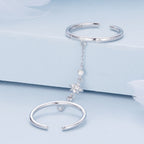 925 Sterling Silver Plated CZ Ring 30mm Chain Length, 1.7mm Width for Women