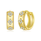925 Sterling Silver 0.009 Carat Moissanite Hoop Earrings for Women