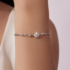 925 Sterling Silver Adjustable Moissanite & Natural Pearl Bracelet for Women