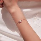 925 Sterling Silver Enamel Charm Bracelet with Pavé CZ, 15+6cm for Women