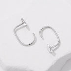 925 Sterling Silver Brass Earrings with White Gold Plating 1.4cm for Women