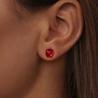 925 Sterling Silver Earrings with Synthetic Spinel & Enamel, 1.1x0.8cm for Women