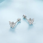 925 Sterling Silver White Gold Plated Earrings with CZ