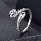 925 Sterling Silver 1 Carat Moissanite Ring for Women