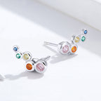 925 Sterling Silver Earrings with Pavé Setting CZ, 0.5x1.2 cm for Women