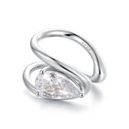 925 Sterling Silver Hoop Earrings with Pavé Setting CZ in White Gold