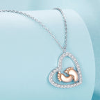 925 Sterling Silver Necklace with CZ in Rose Gold and Platinum Finish, 400mm Chain Length for Women