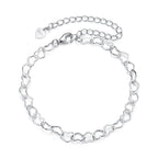 925 Sterling Silver Plated White Gold Adjustable Bracelet for Women