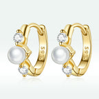925 Sterling Silver Pavé CZ Gold Plated 1x0.5cm Earrings for Women