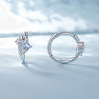 925 Sterling Silver Earrings with Spinel and CZ, 13x7mm, Plated Platinum for Women