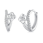 925 Sterling Silver Platinum Plated Pavé CZ Earrings